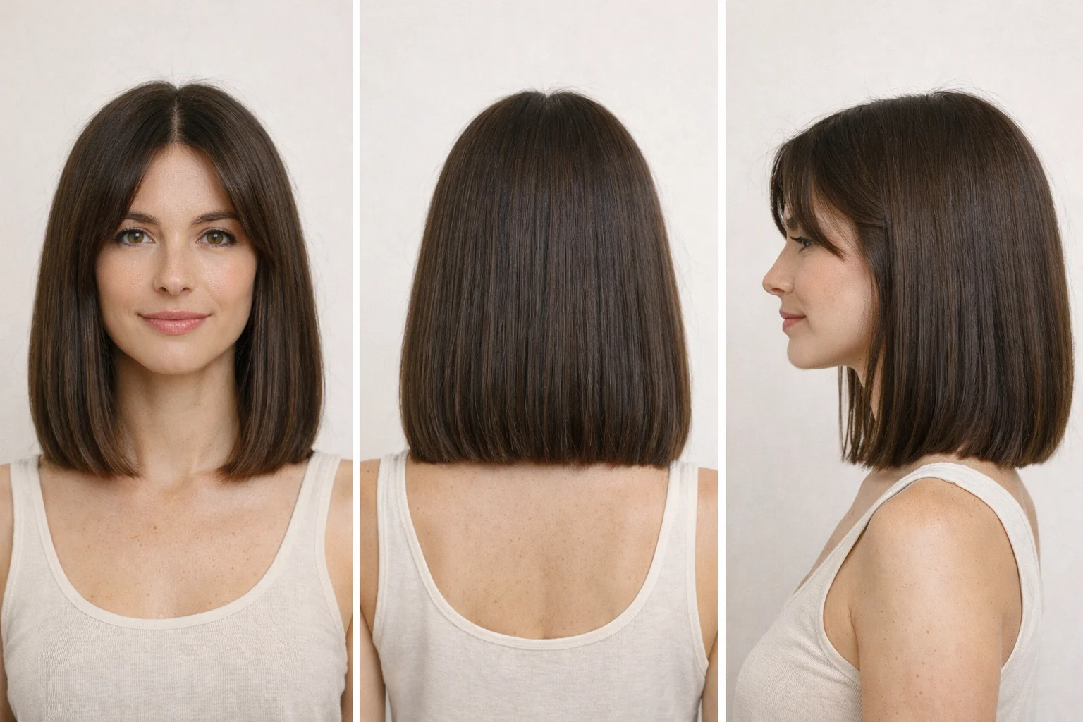 blunt lob haircut for women with clean lines