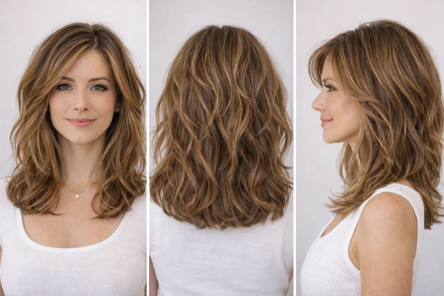 textured shoulder length haircut women